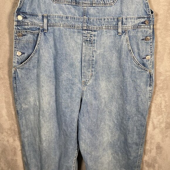 Gap Loose Bib Overalls Women’s XL Light Destroy Relaxed Fit Denim 100% Cotton - Picture 8 of 16